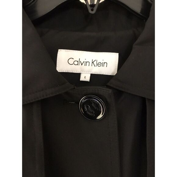 NWT Calvin‎ Klein Women's Size Large Black Button Up Coat Jacket Water Resistant - Picture 3 of 7